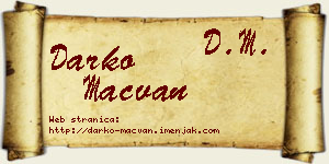 Darko Mačvan vizit kartica